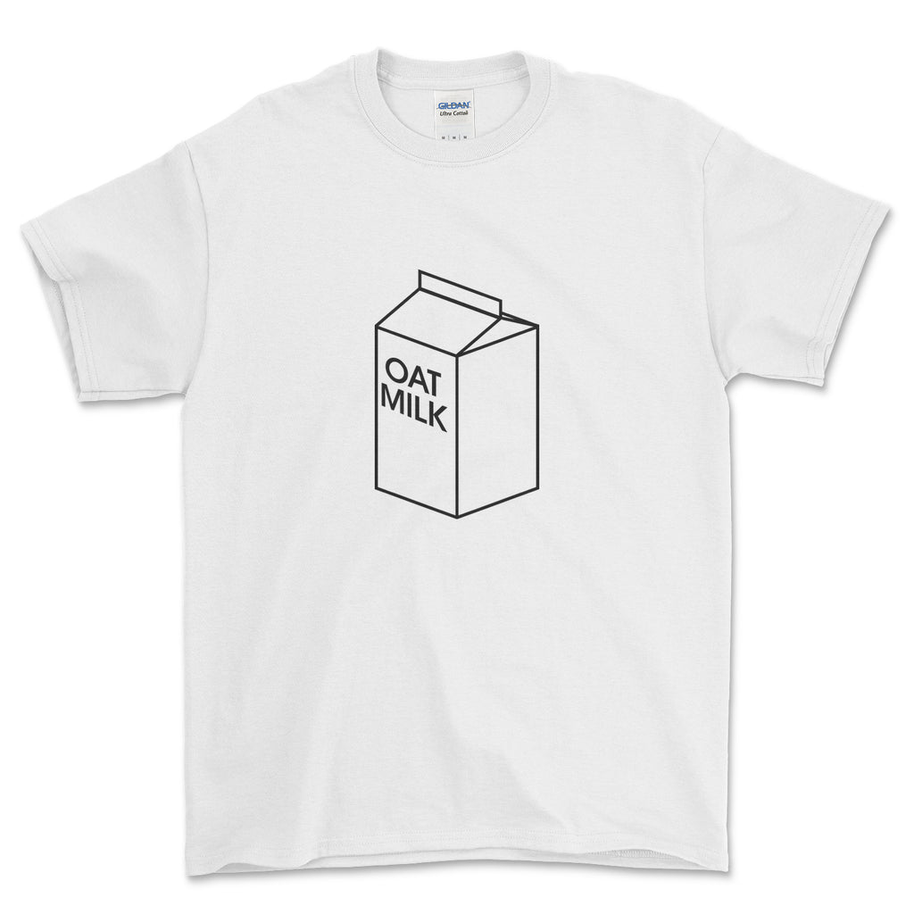 Oat Milk Carton T-shirt in many colors, Vegan clothing.