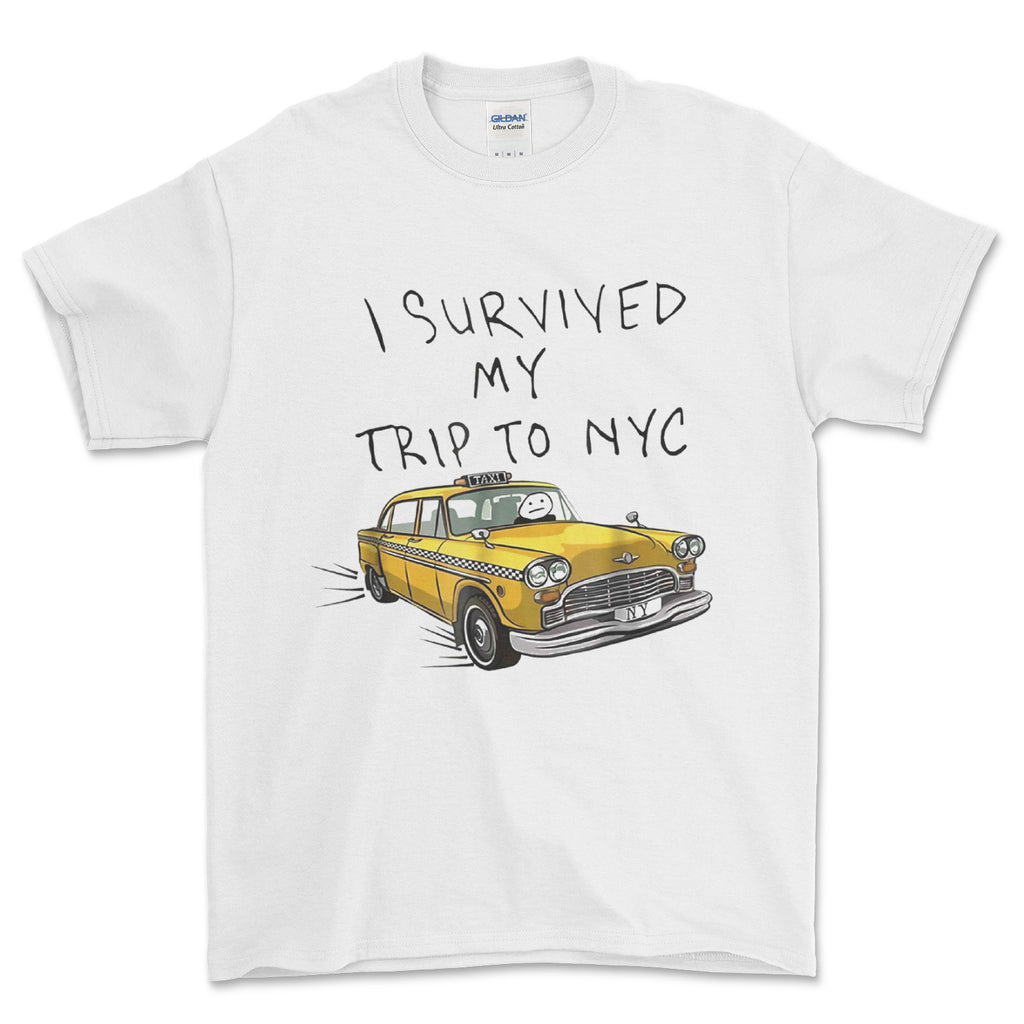 I Survived My Trip To NYC T-Shirt, New York City Yellow Taxi (as seen on) Superhero Tom