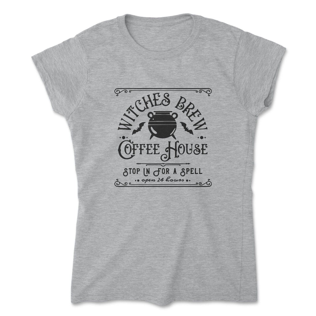 Witches Brew Pot Ladies fitted T-shirt Coffee House hocus pocus Halloween Top