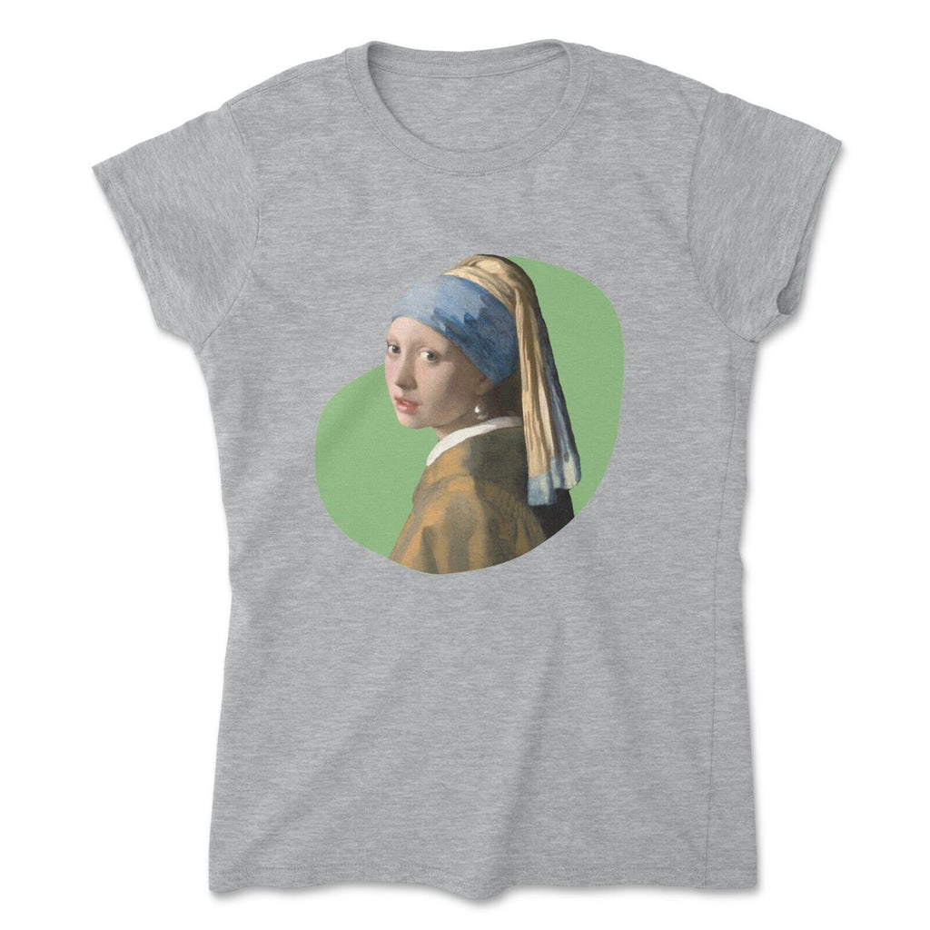 Girl with a Pearl Earring Women's T-Shirt, Famous Painting Ladies Fitted Top