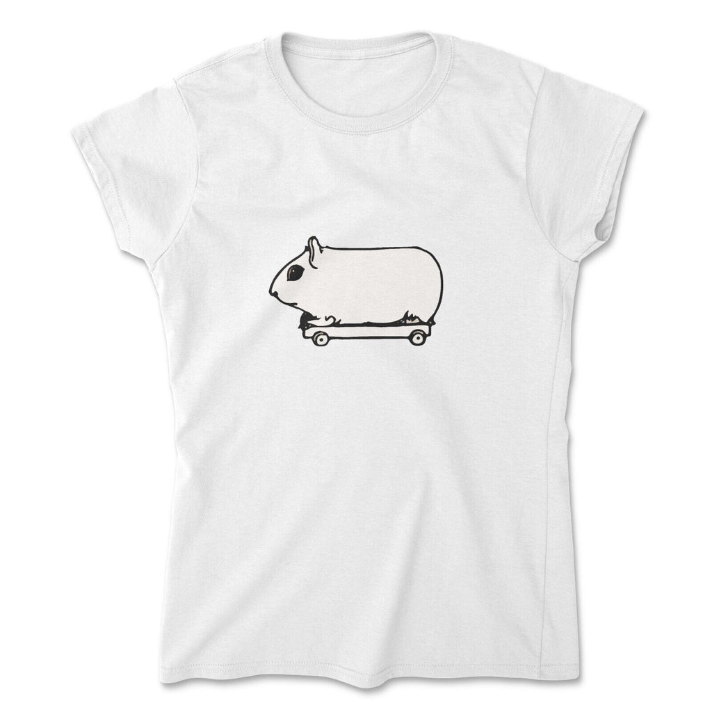 Guinea Pig on wheels Women's T-Shirt, Cute Funny Ladies Fitted Top