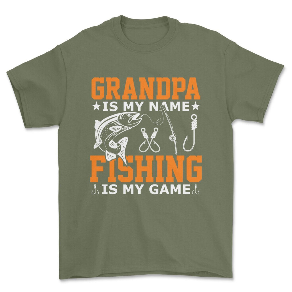 Grandpa Fishing T-shirt Angling Birthday Gift Top .